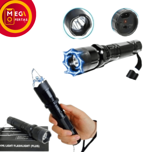 Multifuncional y resistente. Linterna táctica con electroshock.